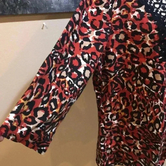 Vintage Trenz by Theresa Renz, 100% Linen Boho Animal Print Tunic Style Top-XL - Picture 6 of 7